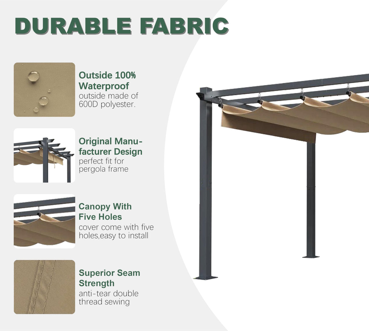 JANCANOPY Replacement Top for Home Depot Hampton Bay Pergola Model #GFM00467F,GFM00469A (Beige) JANCANOPY