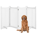Yaheetech 36" H Extra Tall Freestanding Pet Gate 4-Panel Wooden Dog Fence with 2 Support Feet Folding Dog Gate for Indoor, Stairs, Doorways, Halls, Kitchen Wooden Pet Barrier White, 79.5" L x 36" H Yaheetech
