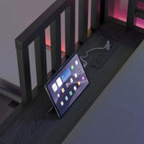 Duxelifin Triple Bunk Bed with LED Lights,Metal Bunk Beds Convertible to 3 Beds with Charging Station,Heavy Duty Bunk Bed Frame with Guardrails and Ladder, for Kids Teens(Black) ﻿ Duxelifin