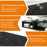 IBUYKE 59" Floating TV Stand Wall Mounted with Power Outlet,Wood Wall Mounted Media Console Shelf,Floating Entertainment Center for Under TV Storage for Living Room Bedroom Office,Black WST007B IBUYKE