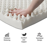 Greaton, 1-Inch Convoluted High Density Foam Mattress Topper, CertiPUR-US Certified for Superior Comfort and Support, Full, White Greaton