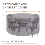 Grey Outdoor Round Table and 7-9 Chairs Cover Large 90'' Dia Waterproof Windproof UV-Resistant Patio Lawn Furniture Dining Table Set Covers 30inches High PATIOASIS