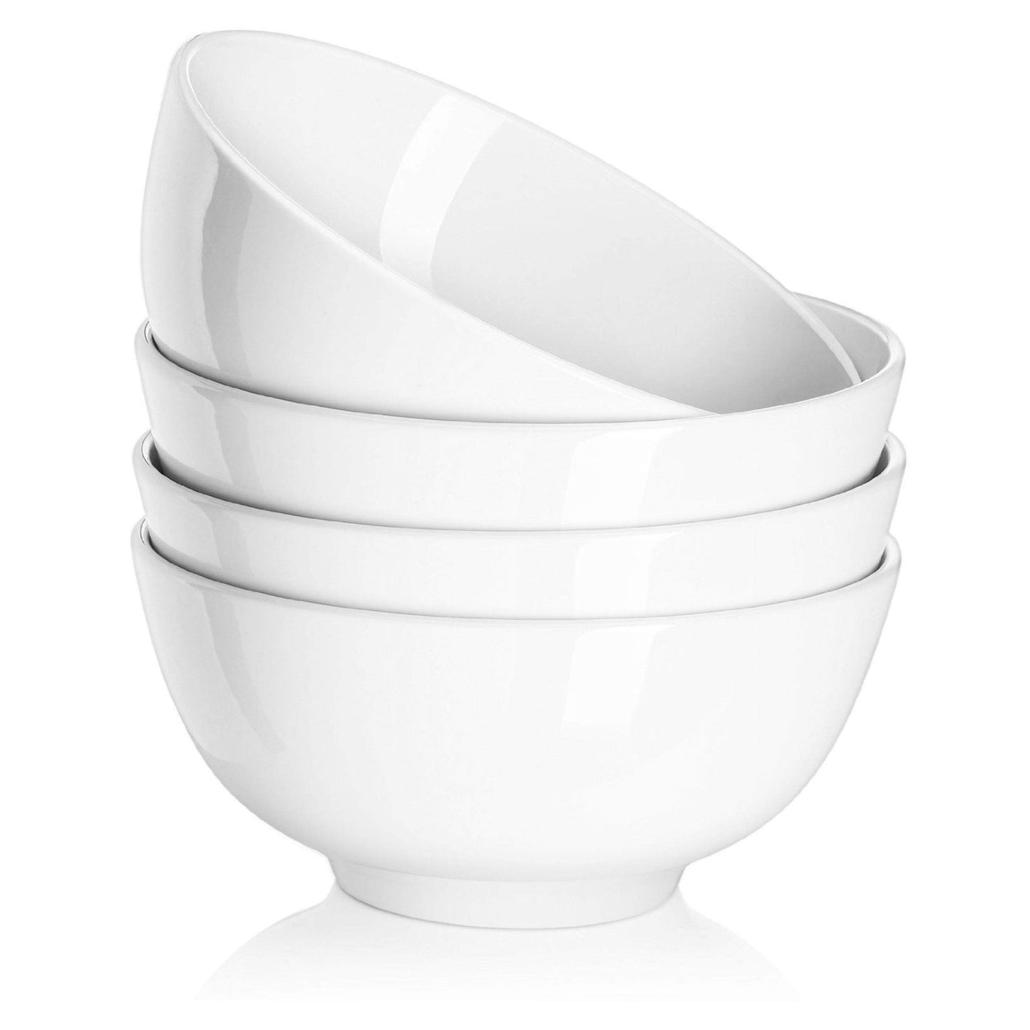 DOWAN 22 OZ White Ceramic Bowls Set of 4 - Perfect for Soup Bowls for Kitchen, Cereal Bowl, Ramen Bowl,Oatmeal Bowl, Fruit Bowl,Salad Bowl, Rice Bowl - Dishwasher & Microwave Safe