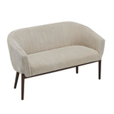 Christopher Knight Home Irelia Corduroy Recessed Arm Loveseat, Comfy Upholstery 2 Seater Sofa, Wooden Frame Living Room Chair, Mid-Century Modern Soft Seating Lounge Sofa, Beige + Walnut Christopher Knight Home