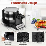 Cnydltt Double Waffle Maker, 1400W Rotating Belgian Waffle Iron with Nonstick Plates, 180° Flip, 8-Slice, Removable Drip Tray, Locking Lid & Cool Touch Handles, Stainless, Black Cnydltt