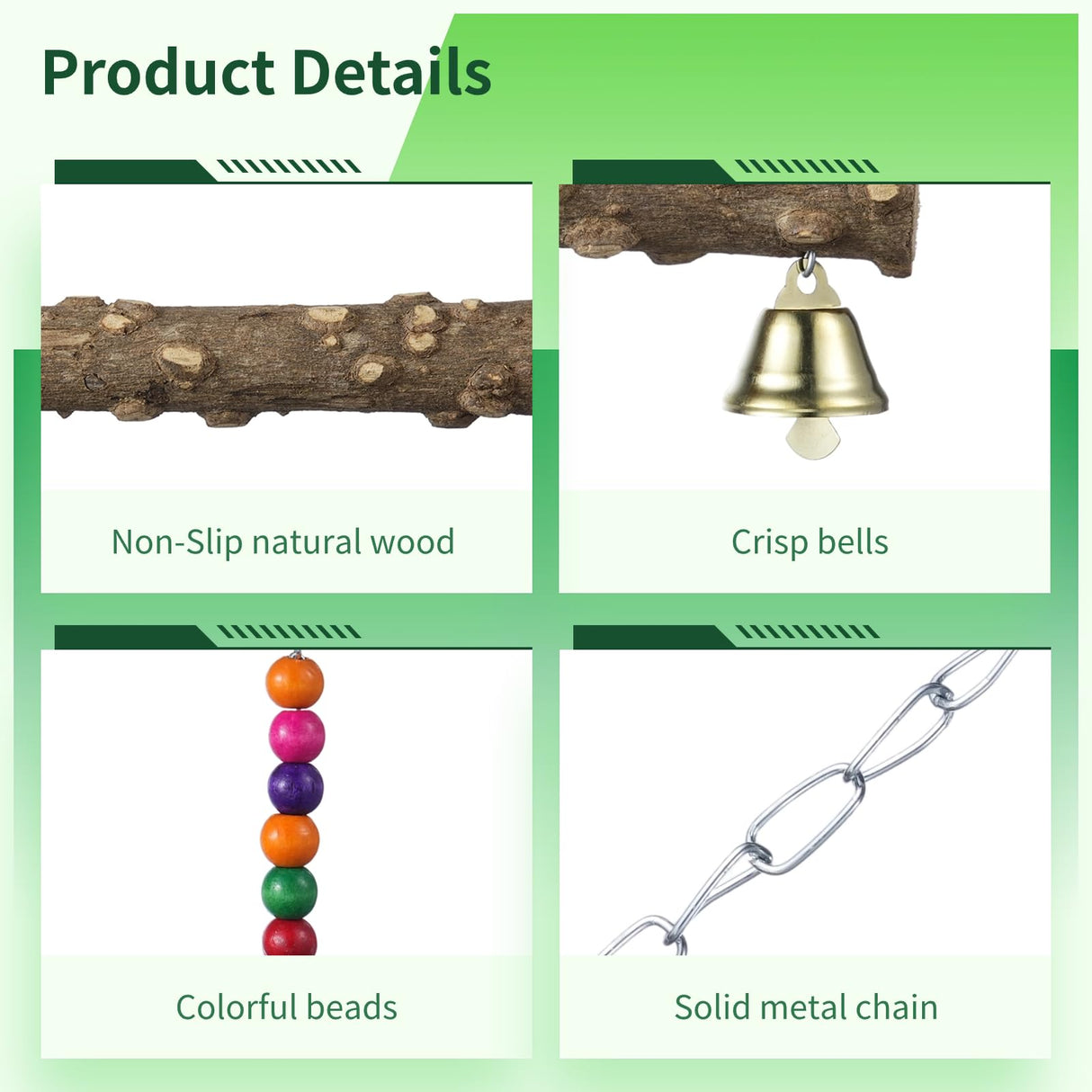 2PCS Chicken Bird Swings, Chicken Perches, Natural Wooden Swing Toys, Wood Stands for Chick, Chicken Coop Accessories, Coop Swings for Chicken Birds, Parrots, Hens BATTIPAW