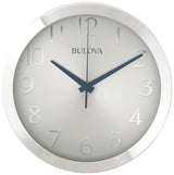 Bulova Winston Wall Clock C4844 | 10" Diameter | Metal Design with Diamond Cut Edges | Silent Sweep Quartz Movement | Easy-to-Read Arabic Numerals Bulova
