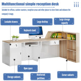 Reception Desk with Counter Modern, 39.4-118.1'', Solid Wood Ecological Board, Large Storage Space,Lockable Storage Drawers, Front Office Desk for Salon, Office, Lobby EQWZUPD
