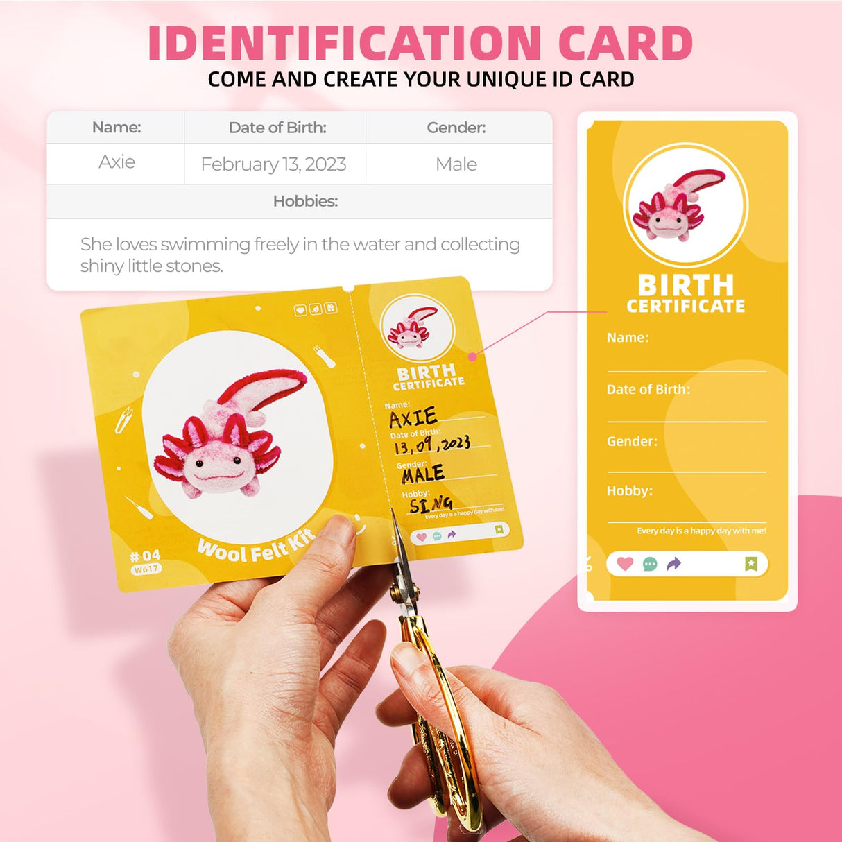 MOREJMTT Needle Felting Kit, 6 PCS Farm Animal Needle Felting Beginner Kits, Wool Felt Needle Felting Tools Foam Pad, Craft Party Supplies for Beginners Adult(6pack Axolotl) MOREJMTT