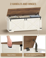 Hzuaneri 47.2" Storage Chest, Large Storage Trunk with 2 Hinges, Farmhouse Wooden Box Bench, Lift-Top Organizer Chest, Entryway Trunk for Bedroom, Living Room, White and Brown SB12114X Hzuaneri
