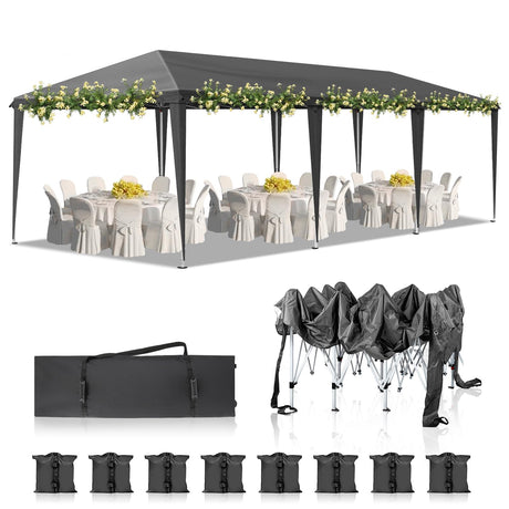Outvita 10x30ft Ez Pop Up Outdoor Canopy Tent, Portable Commercial Instant Tent with Carry Bag for Party Wedding Birthday BBQ Events Outvita