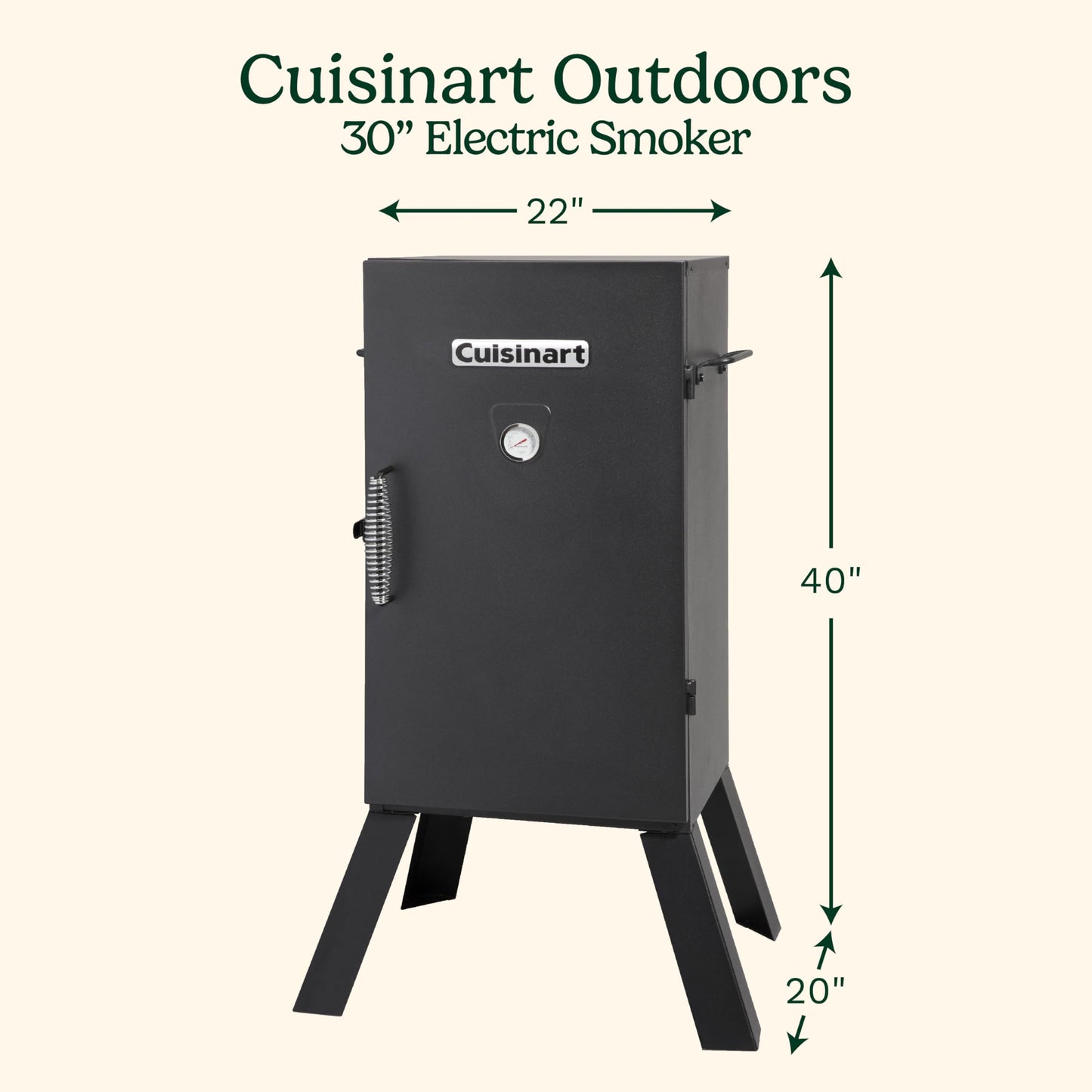 Cuisinart 30" Electric Smoker, 3 Adjustable Racks, Large Capacity BBQ, Water and Wood Trays for Smoked Meat, Brisket, Salmon & Jerky, Adjustable Temperature Control