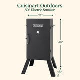 Cuisinart 30" Electric Smoker, 3 Adjustable Racks, Large Capacity BBQ, Water and Wood Trays for Smoked Meat, Brisket, Salmon & Jerky, Adjustable Temperature Control Cuisinart