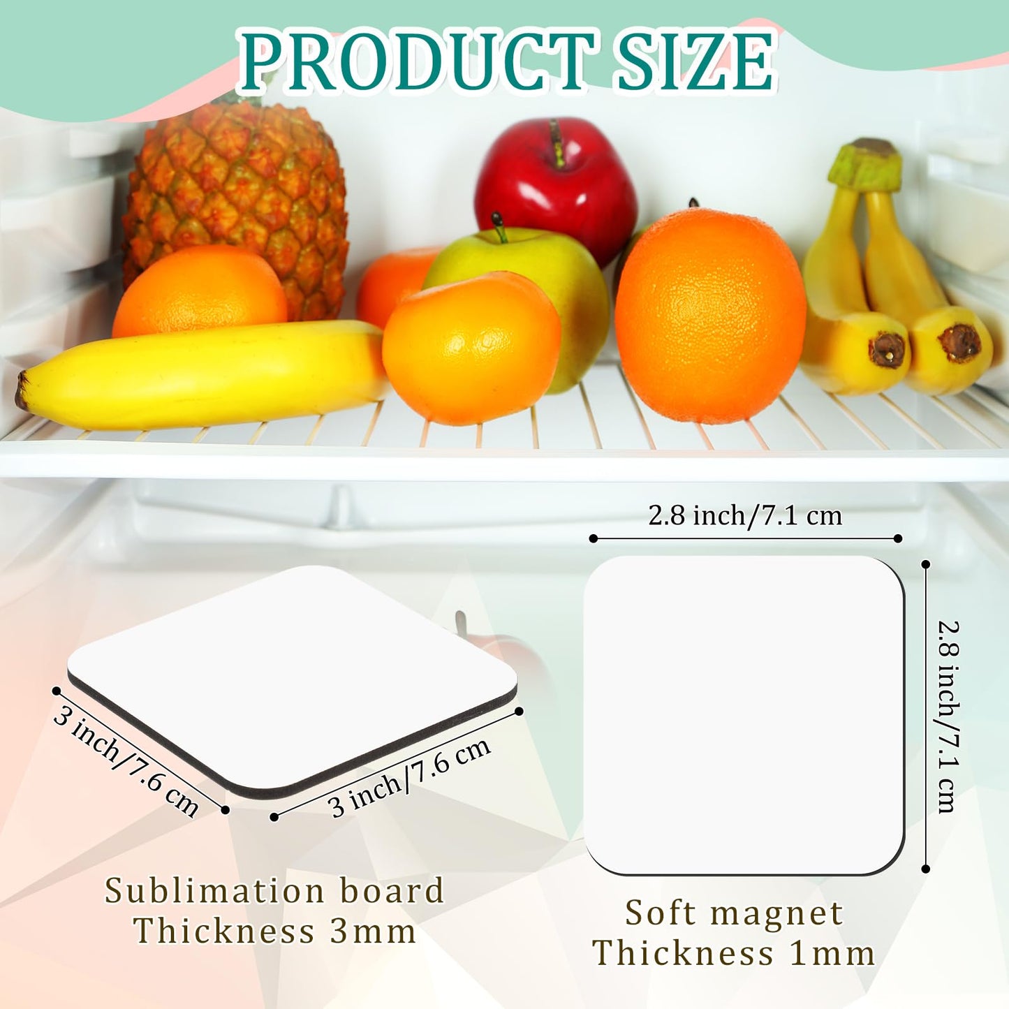 3 x 3 Inch Sublimation Blank Refrigerator Magnets Sublimation Square Fridge Magnets Sublimation Magnet Blanks MDF Sublimation Blanks DIY Decorative Magnets for Car Home Office Kitchen Wall(100 Set)