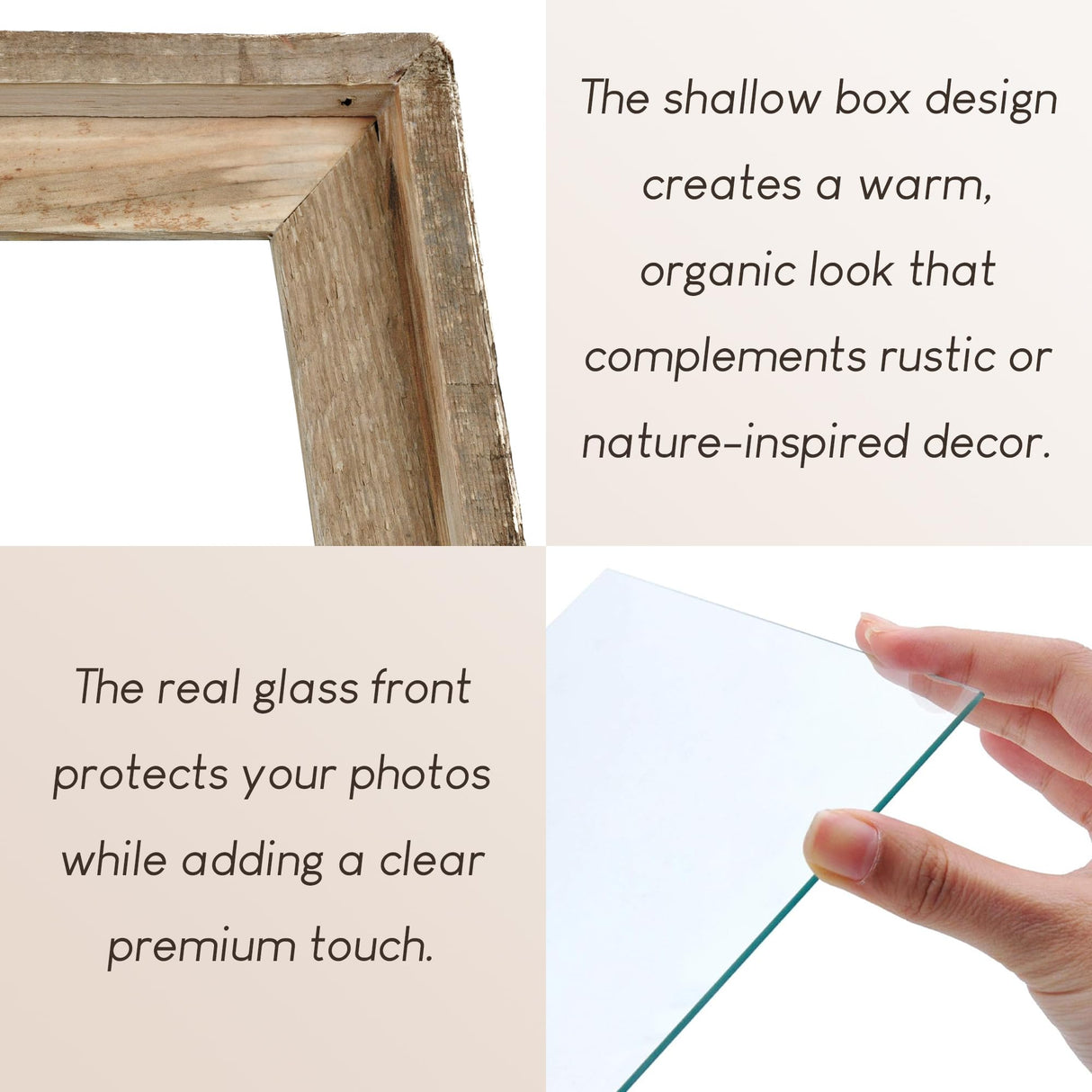 NWDCLF Rustic 8x10 Picture Frame, Reclaimed Barnwood Photo Frame with Real Glass, Distressed Natural Wood Frame for Wall and Tabletop Display, Farmhouse Country Home Office Cabin Décor NWDCLF