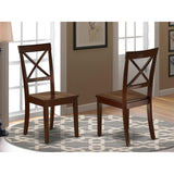 East West Furniture Boston Dining Cross Back Wood Seat Kitchen Chairs, Set of 2, Mahogany East West Furniture