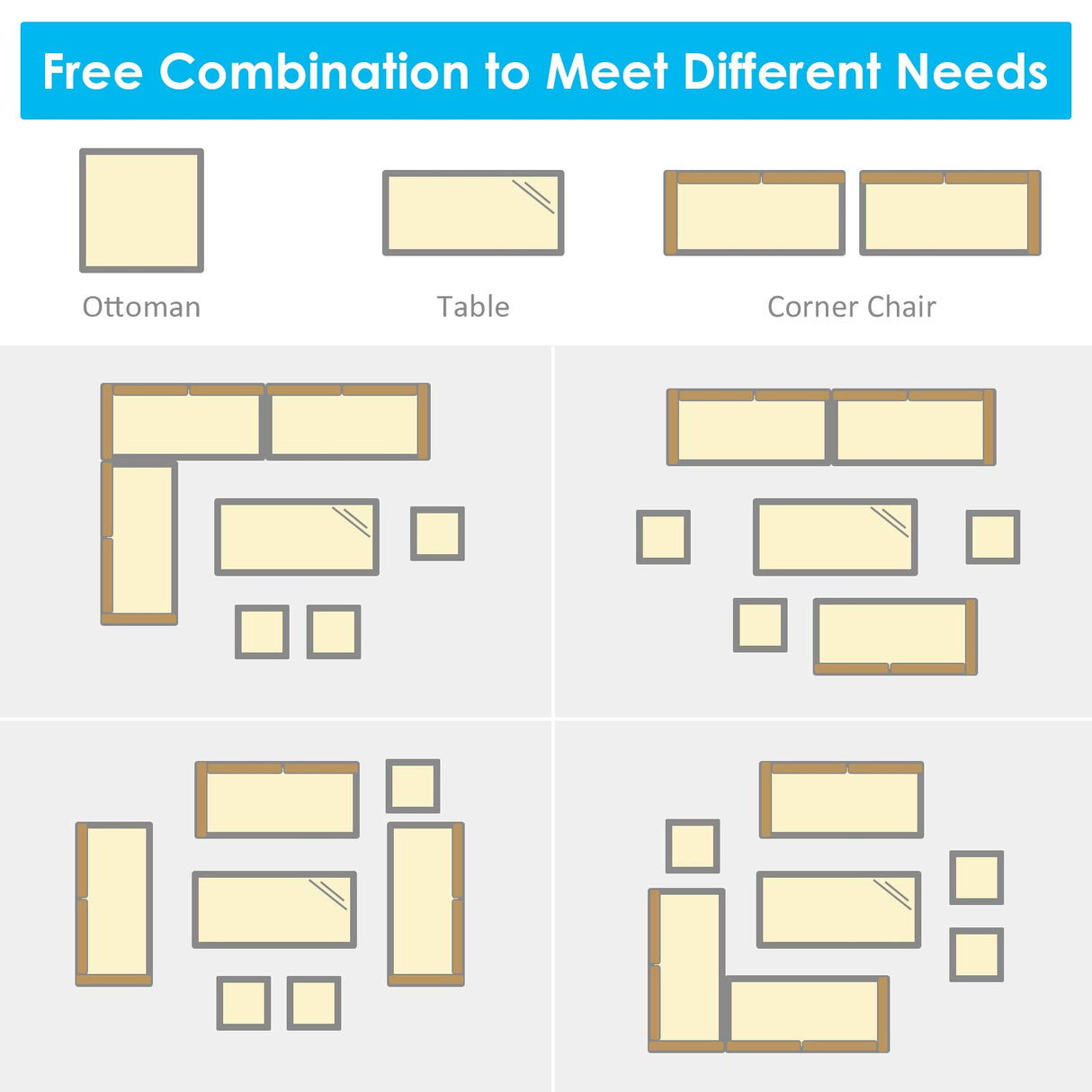 Tangkula 7 Pieces Patio Furniture Set, Outdoor Sectional Rattan Sofa Set with Cushions, All Weather Wicker Conversation Couch Set w/Dining Table & Ottomans for Backyard Garden Poolside (Turquoise) Tangkula