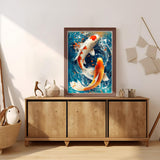 Lxmsja Koi Fish Diamond Art Kits for Adults, Scenery Fish DIY Full Drill Diamond Painting Kits for Beginners, 5D Gem Art Crafts for Adults, Home Wall Decor 12x16 inch Lxmsja