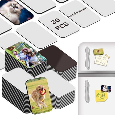 60 PCS Sublimation Magnets Blanks Rectangle Products 30 Pcs Sublimation Blank 30 Pcs DIY Metal Magnetic Kitchen Sublimation Magnet Blanks Bulk 2.76 inch AiDiYGECO