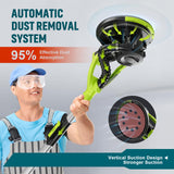 AMYBEST Drywall Sander, Powerful Electric Drywall Sander with Vacuum Dust Collection, 5 Speed 1000-2100 RPM, Popcorn Ceiling Remover, LED Light & 12 Sanding Discs, Extendable Handle (GREEN) AMYBEST