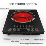 Electric Cooktop, Portable Electric Cooktop 1800W Single Burner Stove with LED Touch Screen, 8 Power & 8 Temperature Levels, Timer, Microcrystalline Panel,120V Energy Saving Hot Plate for Home Camping GTKZW