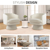 Phoenix Home Swivel Barrel Accent Chair, Mid Century 360 Degree Swivel Barrel Chair, Overstuffed Round Reading Lounge Chair Berber Fleece, Ideal for Living Room, Bedroom, Living Room, Office, Beige Phoenix Home