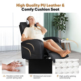 DUMOS Recliner Chair for Adults, Massage Reclining Chair for Living Room, Adjustable Home Theater Seating Single Sofa with PU Leather Padded Seat Backrest and Footrest, Modern Black DUMOS