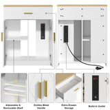 Saudism 20 Gallon Fish Tank Stand with Charging Station, 10 Gallon Aquarium Stand, White Tank Stand, Fish Tank Table with Drawer and Cabinet, Sturdy and Durable Saudism