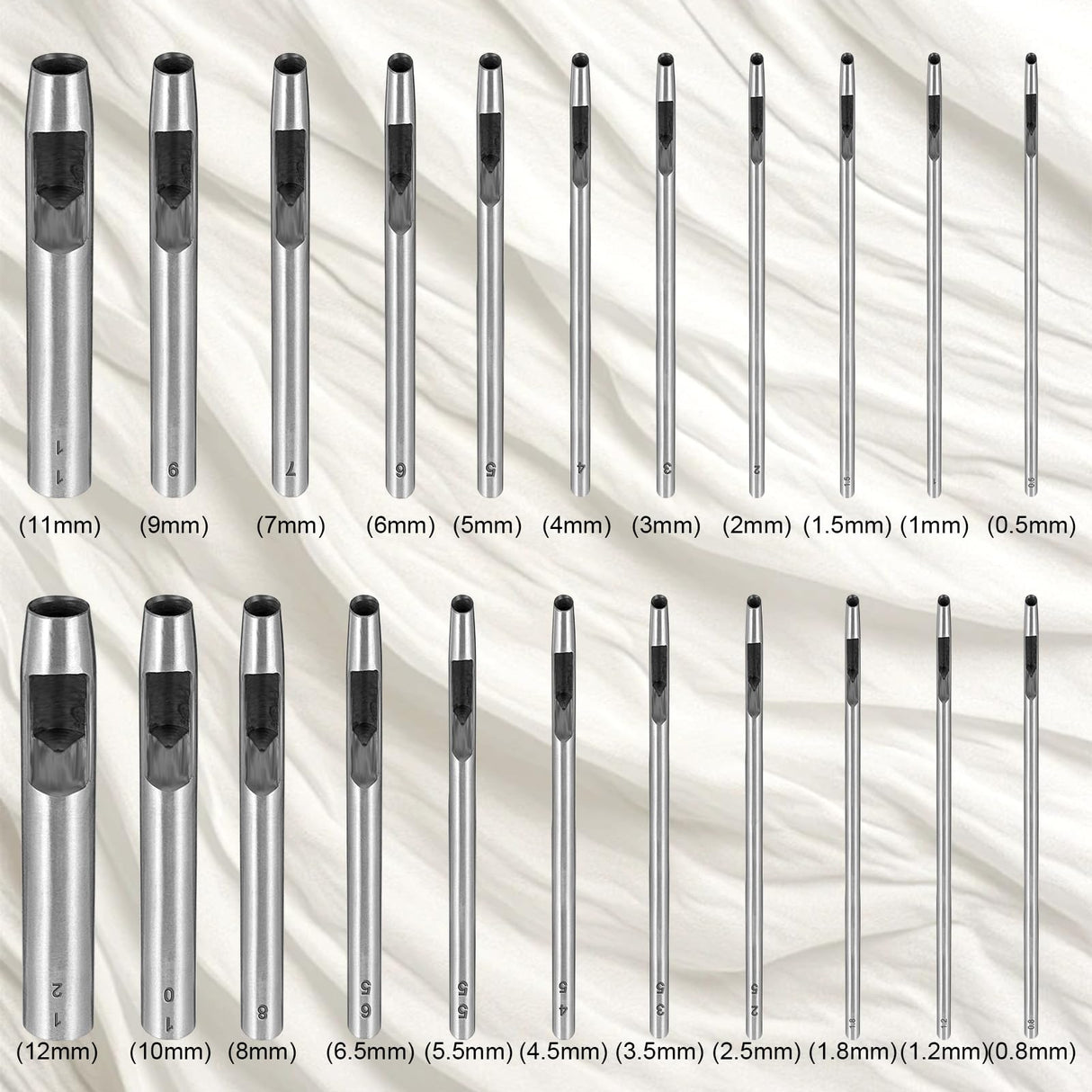 Leather Hole Punch Tool, 22pcs Circle Hole Punch Set - 0.5-12mm for Watch Bands, Belts, Canvas, Paper, Plastic, Leather Working DIVINA VITAE