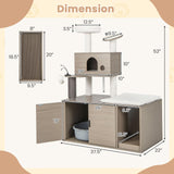 Tangkula Cat Tree with Litter Box Enclosure, Cat Tower with Litter Box, Cat Condo, Scratching Board, Soft Plush Perch, Dangling Balls, Groomer, Modern Hidden Litter Box Furniture for Indoor Cats Tangkula