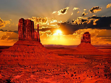 UPABLUNSO Diamond Painting Landscape Beautiful Sunrise Over Monument Valley Arizon Tourism Tribal 5D Diamond Art Perfect for Home Wall Decor 12x16inch UPABLUNSO
