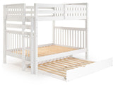Bedz King BK981EL-Full-Trundle Bunk Bed, Full over Full, White Bedz King
