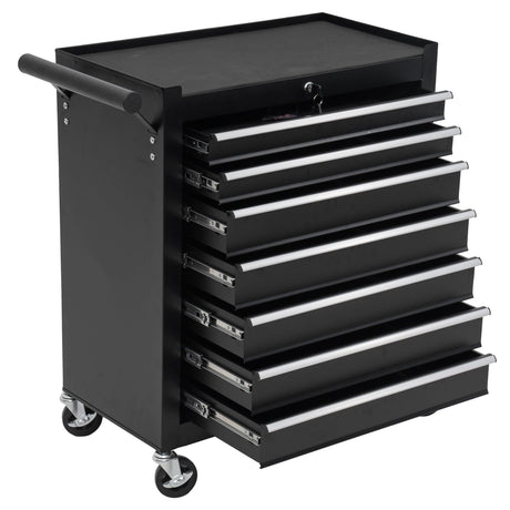 WAYTRIM 7-Drawer Metal Rolling Tool Chest with Wheels, Tool Storage Cabinet with Locking System, Toolbox with Wheels for Repair Shop, Garage, Warehouse, Workshop, 7-Drawer, Black WAYTRIM