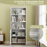 LOKO 66” Tall Freestanding Bookcase, 5-Tier Storage Organizer with Adjustable Shelf, Modern Storage Cabinet for Living Room, Bedroom, Study, White LOKO