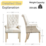 adochr Upholstered Fabric Accent Dining Chair, Elegant Tufted Club Dining Room Kitchen Room Arm Dining Chair, Beige adochr