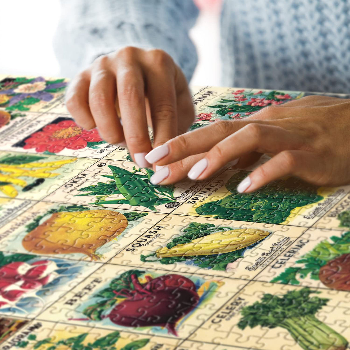 Vintage Plant Puzzle 1000 Pieces for Adult, Flower Puzzle of Heirloom Seeds, Garden Jigsaw Puzzles Fruit BBOLDIN