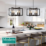 6-Light Black Chandelier, Farmhouse Dining Room Light Fixture, Large Modern Chandelier, Geometric Industrial Metal Hang Lighting Fixture for Foyer Entryway Kitchen Over Table Hallway Living Room Bairth