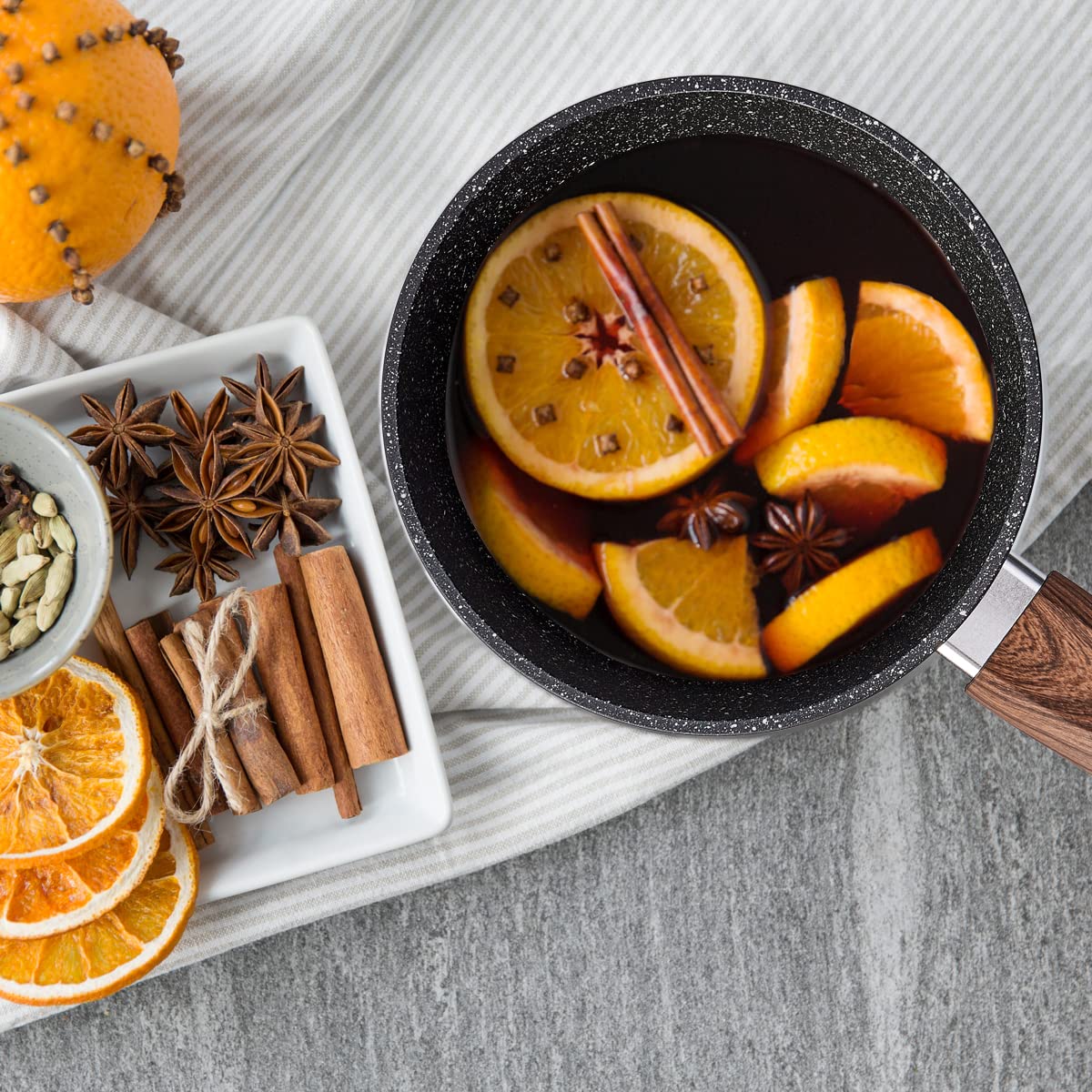 Vkoocy Pots and Pans Set Non Stick, Ceramic Cookware Set with Granite Pattern Kitchen Cooking Sets Induction Pot and Pan w/Frying Pans, Saucepans, Casserole, Non-Toxic, PTFE/PFOA/PFOS-Free, Black vkoocy