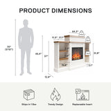 Ameriwood Home Gateswood 64 Inch Electric Fireplace with Mantel, Replaceable Fireplace Insert Heater, Shelves, Remote Control, Timer, Realistic Log and Flame Effect, Plaster Ameriwood Home