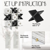 Weysat Tic Tac Toe Toilet Paper Holder Stand Bathroom Wall Decor Rustic Wooden Hanging Storage Freestanding Wall Mounted Shelves Decor for Toilet Tissue Farmhouse Weysat