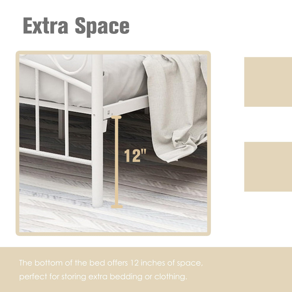 AUFANK Queen Size Canopy Bed Frame Four-Poster Metal Platform Bed with Headboard and Footboard Sturdy Heavy Duty Steel Slat Support No Box Spring Needed White AUFANK