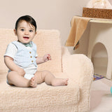 MOMCAYWEX Kids Chairs for Toddler, 2-in-1 Toddler Soft Sherpa Couch Fold Out, Convertible Sofa to Lounger for Girls and Boys, Cream MOMCAYWEX