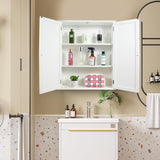 ALAPUR 27.6in Length Bathroom Cabinet Wall Mounted,Over Toilet Storage Cabinet with 2 Doors and Adjustable Shelves,Wood Medicine Cabinet for Bathroom, White ALAPUR