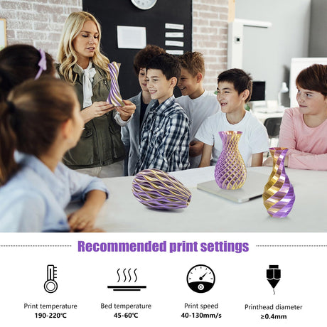 iSANMATE Dual Color Filament Silk PLA, 3D Printer Filament Silk Gold Purple, PLA Filament 1.75mm Rainbow Filament, 1 kg Spool iSANMATE