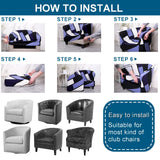 WOMACO 2 Pieces Club Chair Slipcover Printed Stretch Armchair Tub Round Barrel Swivel Chair Covers withc Cushion Cover Elastic Bottom Sofa Furniture Protector for Tullsta (1, Navy) WOMACO