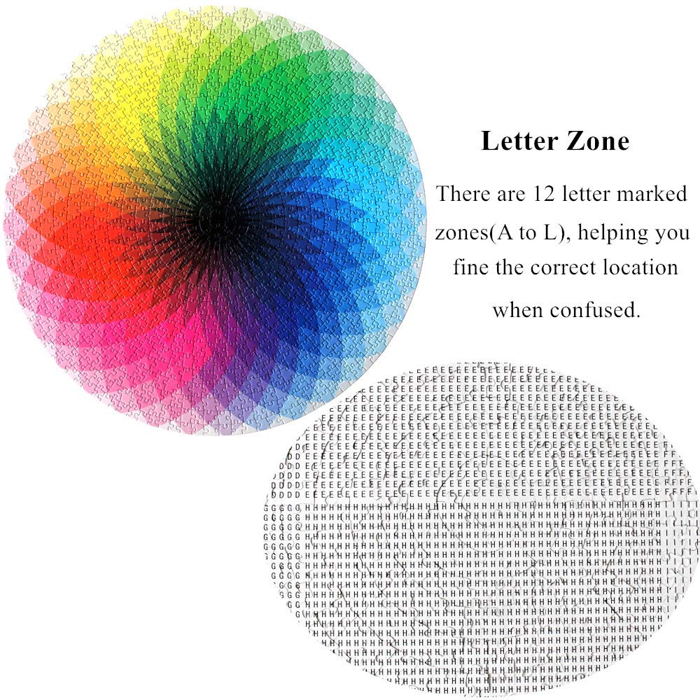 Moruska 1000 Piece Puzzles for Adults Teen - Gradient Color Rainbow Large Round Jigsaw Puzzle Difficult and Challenge Moruska