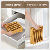 TlaroRiz 4-Tier Bamboo Small Shoe Rack Compact Foldable Free Standing Shoes Organizer for Front Door Entrance Garage Corridor Entryway and Living Room, Narrow Space-Saving Shoe Shelf, Natural TlaroRiz