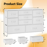 Furnulem White Dresser with 9 Large Drawers for 55'' Long TV Stand Entertainment Center, Wide Wood Shelf Storage for Bedroom,Living Room,Closet,Entryway,Sturdy Metal Frame Furnulem