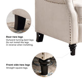 IOMOR Push Back Recliner Chair Fabric Lounge Armchair Pushback Recliner with Rivet Decoration Wingback Single Sofa Chair with Padded Seat for Living Room, Bedroom Set of 2, Beige IOMOR