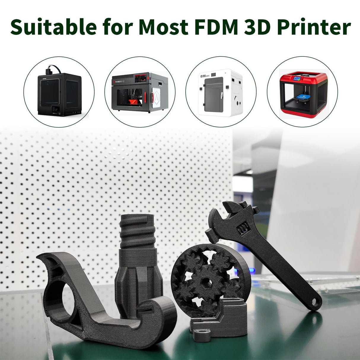 YXPOLYER PA12-CF Filament Chopped Carbon Fiber Nylon Filament 1.75mm 500g 1.1lbs Nylon Filament 1.75 3D Printer Filament yxpolyer